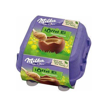 Шоколадні яйця Мілка Milka Milka L&ouml;ffel Ei Haselnusse Eggs з начинкою горіховий крем 136 г 112514 фото