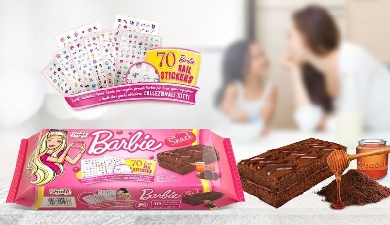 Бисквиты с кремом Freddi Barbie Cocoa-Honey Барби Какао и Мед + наклейки 250 г 112230 фото