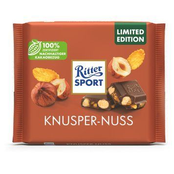 Молочний шоколад Ritter Sport Knusper Nuss с цельным фундуком и кукрузными хлопьями 100 г 4000417601919 фото
