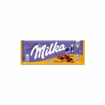 Шоколад Milka Triple Caramel Мілка з Карамельним кремом і шматочками карамелі 90 г 112107 фото