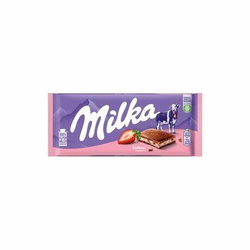 Шоколад молочний Milka Strawberry Мілка з полунично-йогуртовим кремом і шматочками полуниці 100 г  112110 фото