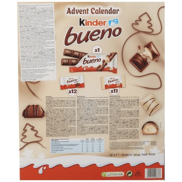 Адвент Календар Kinder Bueno з шоколадно-вафельними цукерками 167 г 112342 фото