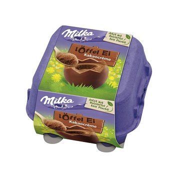 Шоколадні яйця Мілка Milka L&ouml;ffel Ei Kakaocreme з начинкою какао-крем 144 г 112498 фото