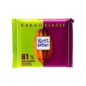 Шоколад екстра чорний Ghana Гана 81% 100 г ТМ Ritter Sport Ріттер Спорт Німеччина 111768 фото