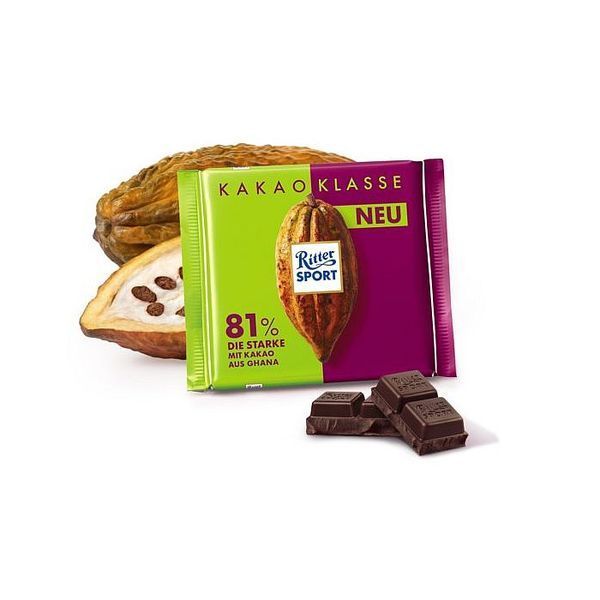 Шоколад екстра чорний Ghana Гана 81% 100 г ТМ Ritter Sport Ріттер Спорт Німеччина 111768 фото
