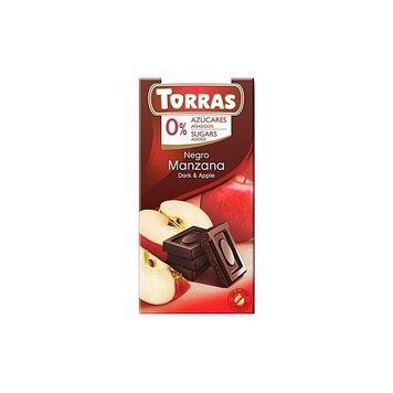 Шоколад черний TORRAS с яблоком 52% какао без глютена и сахара 75 г 112071 фото