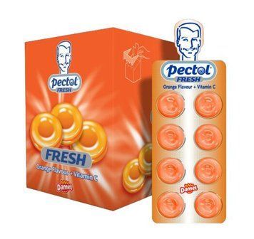 Освежающие леденцы Damel Pectol Orange + Vitamin C Апельсин и Витамин С блистер 20 г ТМ Damel Дамел Испания 111977 фото