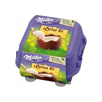 Шоколадні яйця Мілка Milka L&ouml;ffel Ei Milk Creme з начинкою молочний крем 144 г 112499 фото