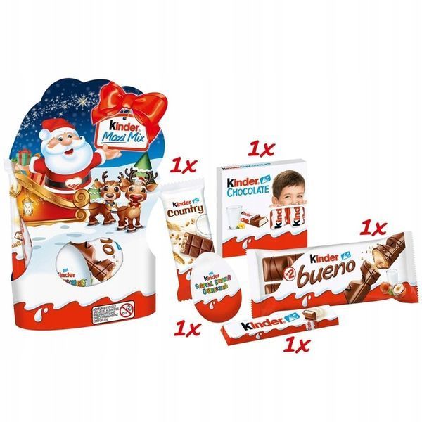 Шоколадний набір із яйцем Kinder Maxi Mix новорічний Санта Клаус 157 г 112167 фото